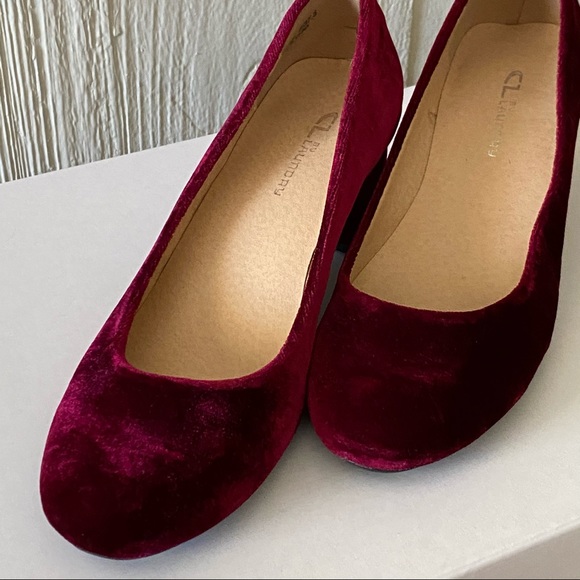 CL by Laundry Velvet Wine Block Heels Round Toe 7M - Picture 7 of 16